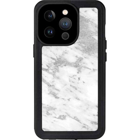 Silver Marble iPhone 15 Pro Waterproof Case