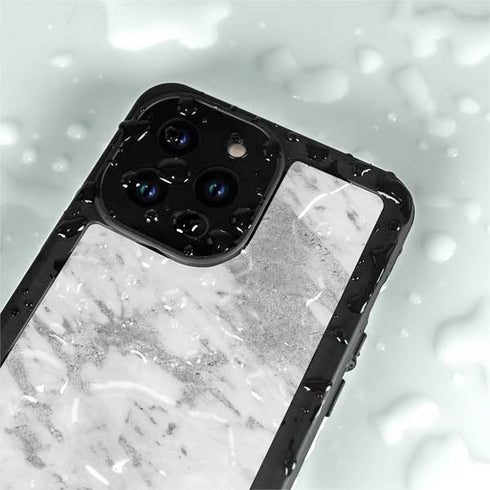 Silver Marble iPhone 15 Pro Waterproof Case