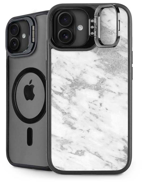 Silver Marble iPhone 16 Plus Kickstand Case