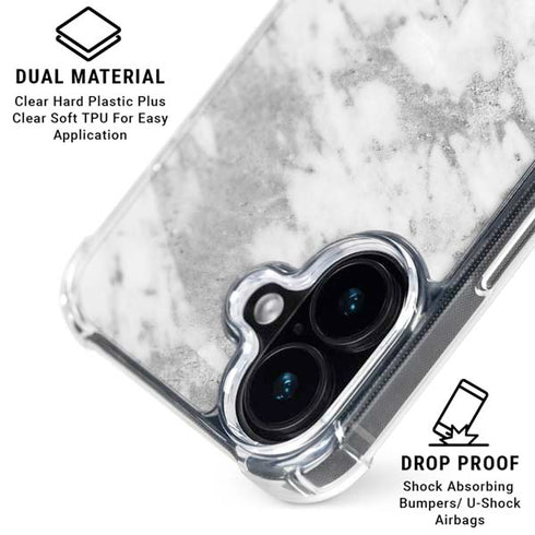 Silver Marble iPhone 16 Plus MagSafe Case
