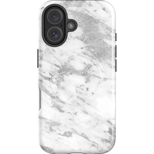 Silver Marble iPhone 16 Plus Magsafe Impact Case