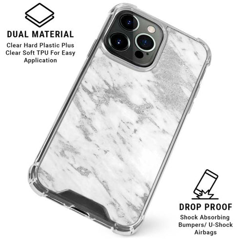 Silver Marble iPhone 16 Pro Clear Case