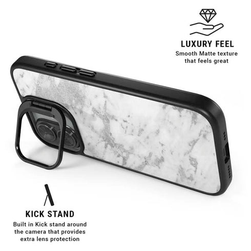 Silver Marble iPhone 17 Kickstand Case