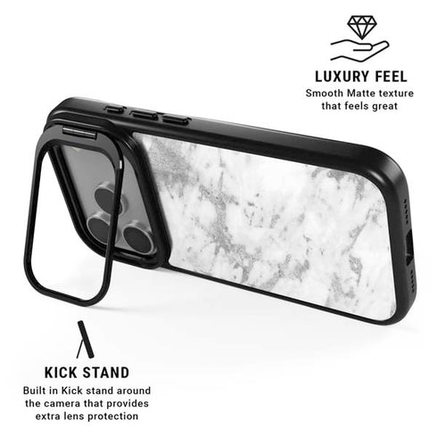 Silver Marble iPhone 17 Pro Kickstand Case