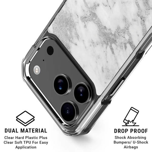 Silver Marble iPhone 18 Pro Clear Case