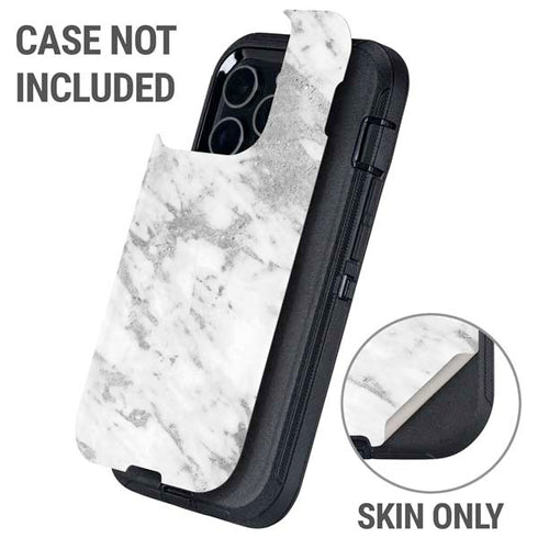 Silver Marble Otterbox Defender iPhone Skin
