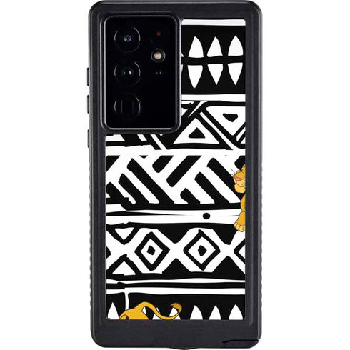 Disney The Lion King Simba Tribal Print Galaxy S24 Ultra Waterproof Case