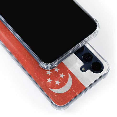 Singapore Flag Distressed Galaxy A35 5G Clear Case