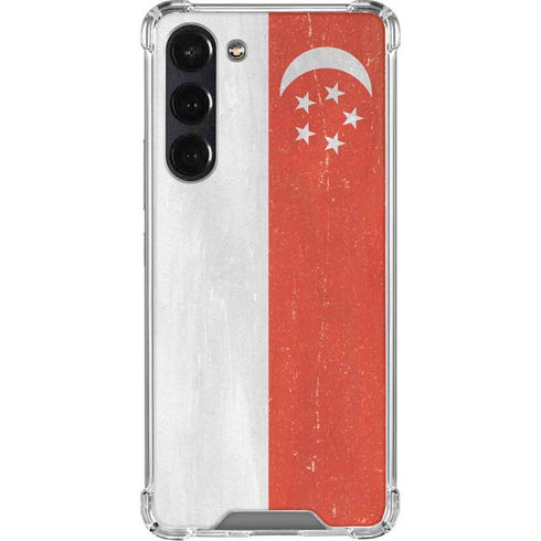 Singapore Flag Distressed Galaxy S24 FE Clear Case