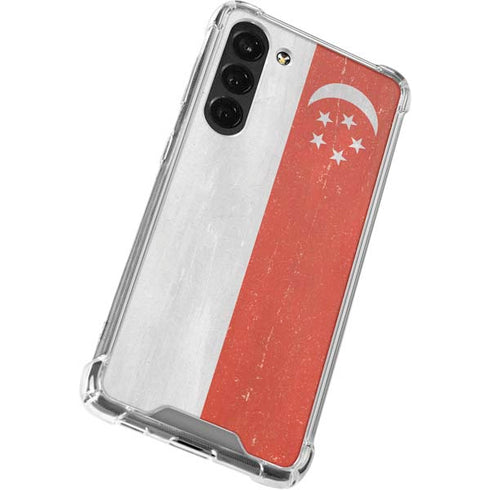 Singapore Flag Distressed Galaxy S24 FE Clear Case