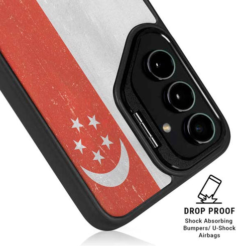 Singapore Flag Distressed Galaxy S24 FE Kickstand Case