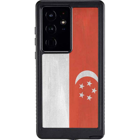 Singapore Flag Distressed Galaxy S24 Ultra Waterproof Case