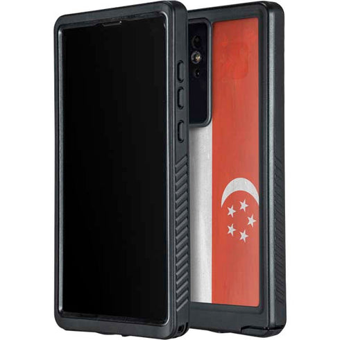 Singapore Flag Distressed Galaxy S24 Ultra Waterproof Case