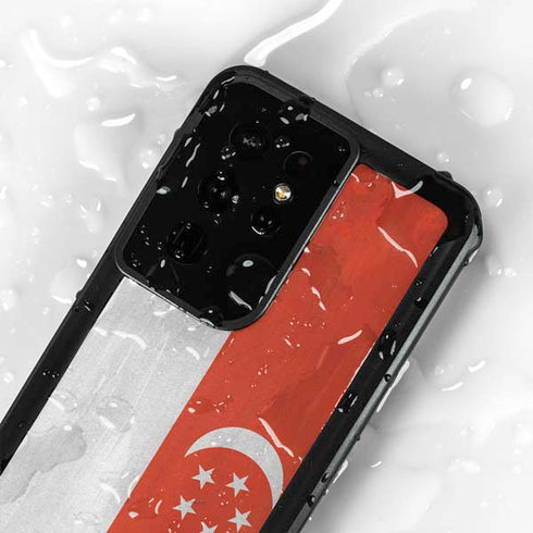 Singapore Flag Distressed Galaxy S24 Ultra Waterproof Case