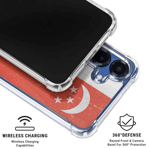 Singapore Flag Distressed Galaxy S25 Clear Case