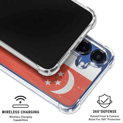 Singapore Flag Distressed Galaxy S25 Plus Clear Case