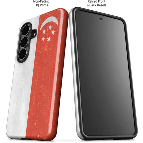 Singapore Flag Distressed Galaxy S26 Plus Impact Case