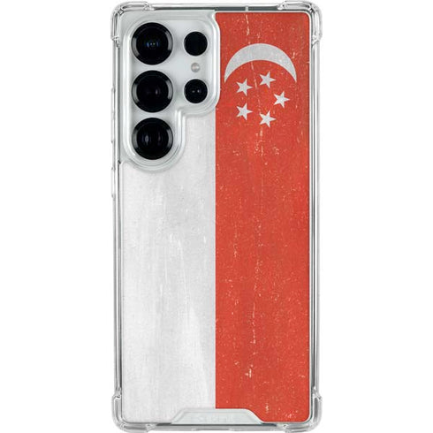 Singapore Flag Distressed Galaxy S26 Ultra Clear Case