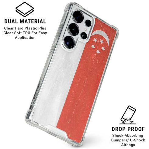 Singapore Flag Distressed Galaxy S26 Ultra Clear Case