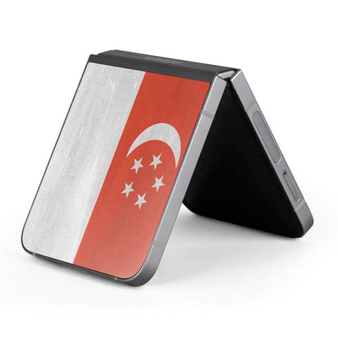 Singapore Flag Distressed Galaxy Z Flip6 Skin