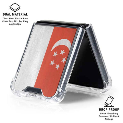 Singapore Flag Distressed Galaxy Z Flip6 Clear Case