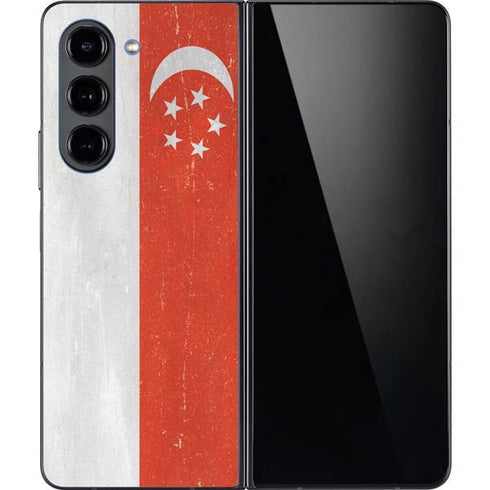 Singapore Flag Distressed Galaxy Z Fold5 5G Skin
