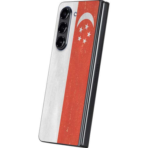 Singapore Flag Distressed Galaxy Z Fold5 5G Skin