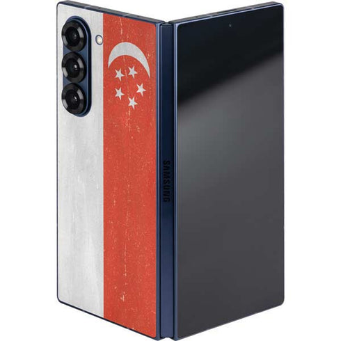 Singapore Flag Distressed Galaxy Z Fold6 Skin
