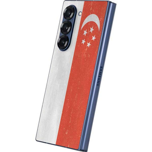 Singapore Flag Distressed Galaxy Z Fold6 Skin