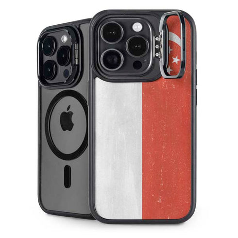Singapore Flag Distressed iPhone 13 Pro Max Kickstand Case