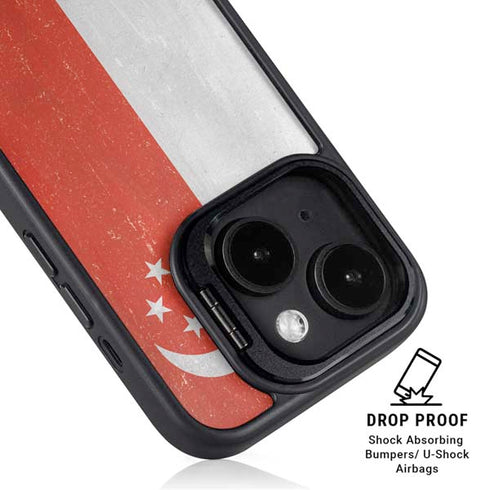 Singapore Flag Distressed iPhone 14 Plus Kickstand Case