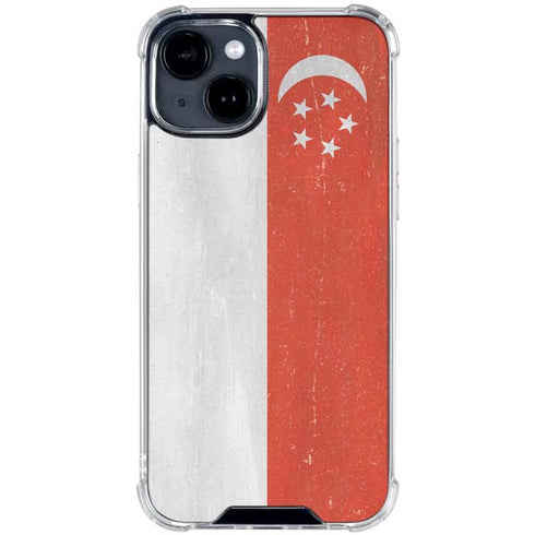 Singapore Flag Distressed iPhone 15 Clear Case