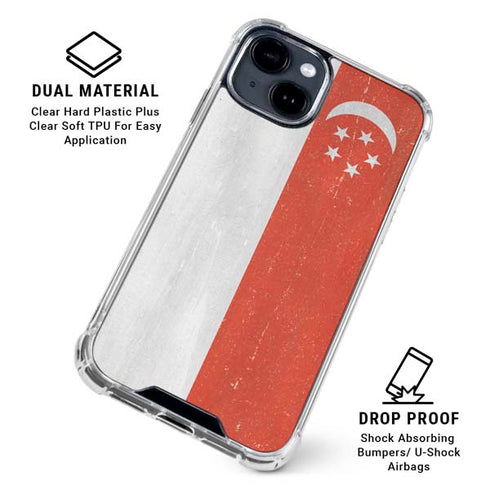 Singapore Flag Distressed iPhone 15 Clear Case