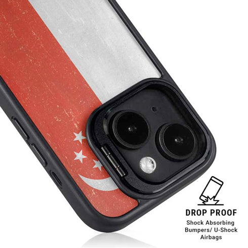 Singapore Flag Distressed iPhone 15 Plus Kickstand Case
