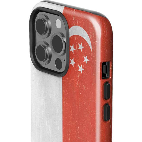 Singapore Flag Distressed iPhone 15 Pro Impact Case