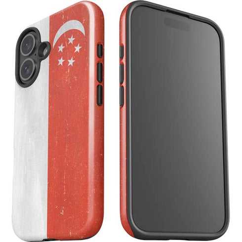 Singapore Flag Distressed iPhone 16 Impact Case