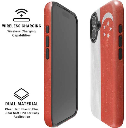 Singapore Flag Distressed iPhone 16 Magsafe Impact Case
