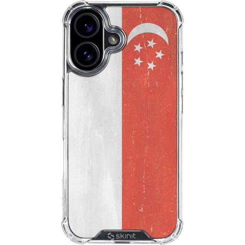 Singapore Flag Distressed iPhone 16 Plus Clear Case