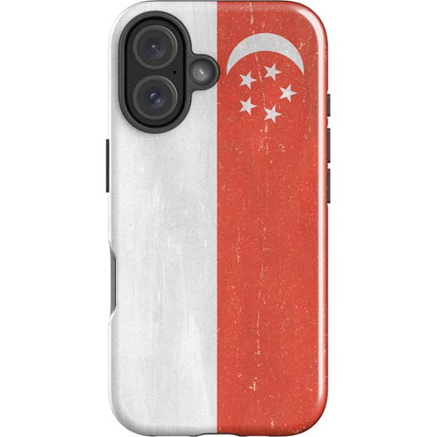 Singapore Flag Distressed iPhone 16 Plus Impact Case