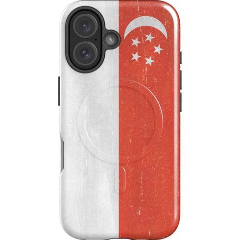 Singapore Flag Distressed iPhone 16 Plus Magsafe Impact Case