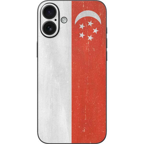 Singapore Flag Distressed iPhone 16 Plus Skin