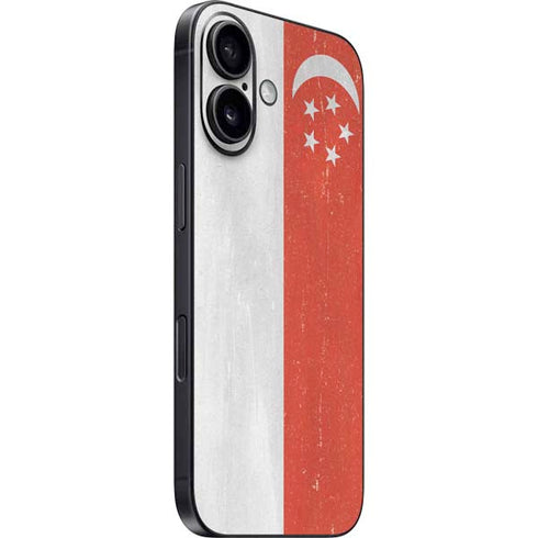 Singapore Flag Distressed iPhone 16 Plus Skin