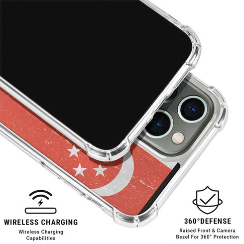 Singapore Flag Distressed iPhone 16 Pro Clear Case