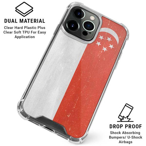 Singapore Flag Distressed iPhone 16 Pro Clear Case