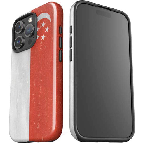 Singapore Flag Distressed iPhone 16 Pro Max Impact Case
