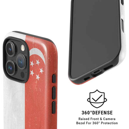 Singapore Flag Distressed iPhone 16 Pro Max Magsafe Impact Case