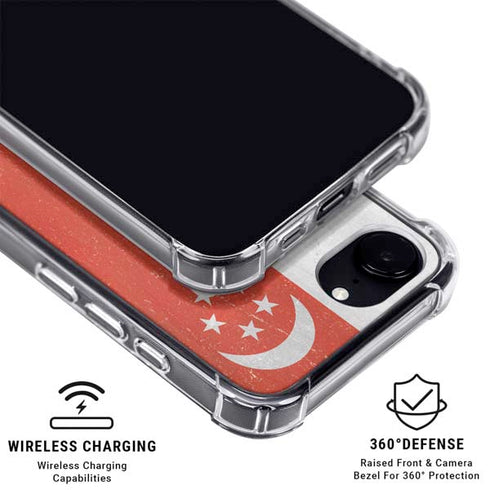 Singapore Flag Distressed iPhone 16e Clear Case