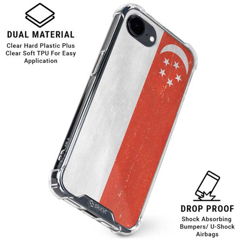 Singapore Flag Distressed iPhone 16e Clear Case