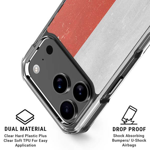 Singapore Flag Distressed iPhone 18 Pro Clear Case