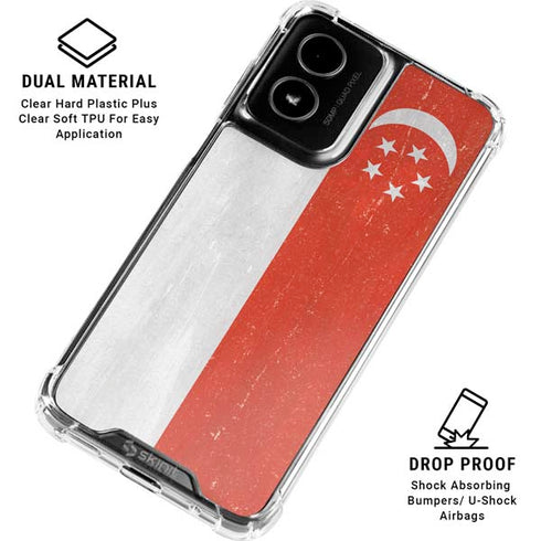 Singapore Flag Distressed Moto G Power 5G (2024) Clear Case